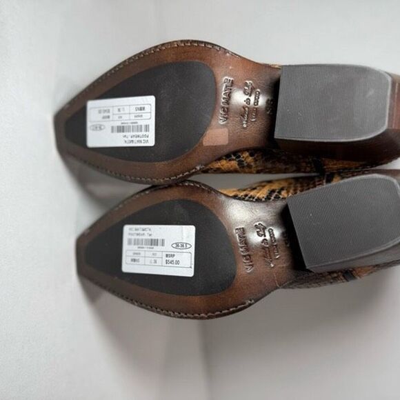 New Vic Matie Brown Snake Skin Short Cowgirl Boots Size 36 EU (US 6) - Picture 10 of 10